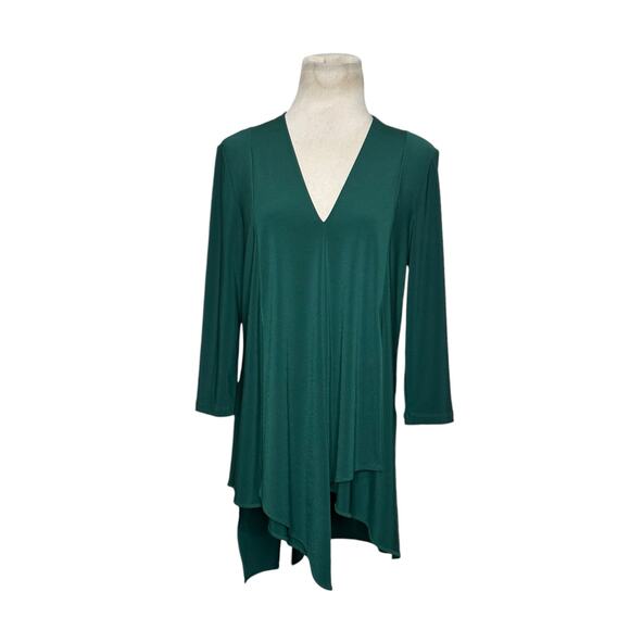 Joseph Ribkoff green 3/4 sleeves asymmetric tunic blouse size 8 - Picture 6 of 11